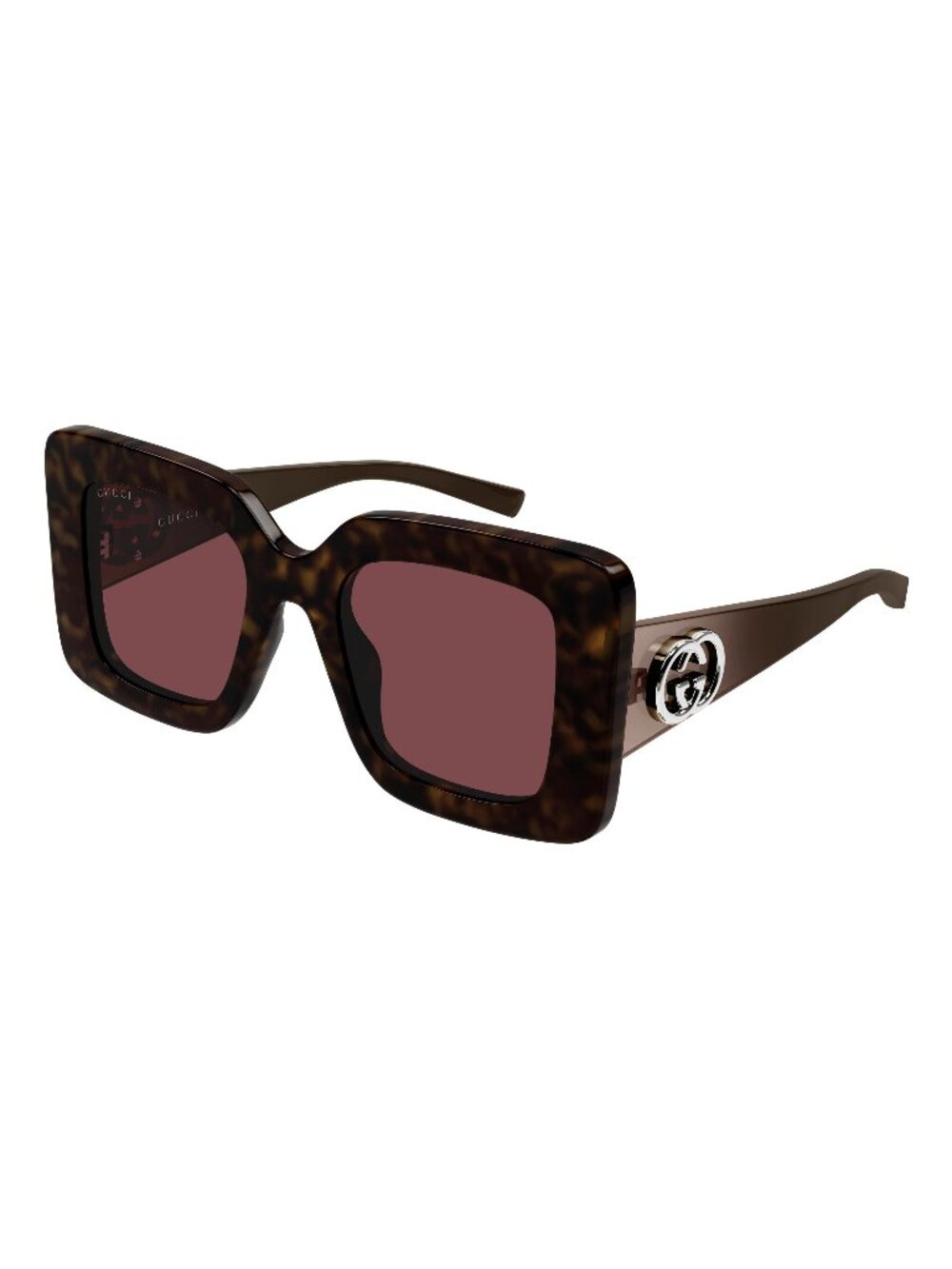 New Gucci Women's Sunglasses Havana Red Lens Injected Frame GG2025S 002 49